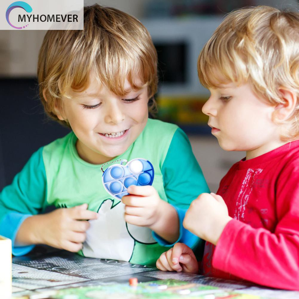 Pop It Fidget Đồ chơi Silicone Round Keychain Push Bubble Sensory Đồ chơis Autism Stress Reliever