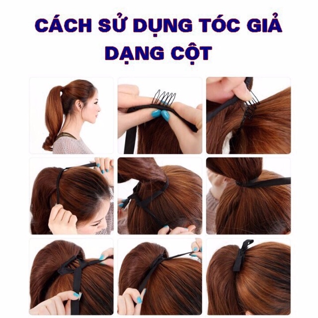 TÓC GIẢ NỮ ĐẸP TÓC GIẢ CỘT CỤP ĐUÔI UỐN CÚP CÓ CÀI CHẮC CHẮN NHIỀU MÀU CỰC ĐẸP