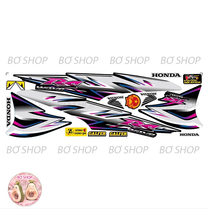 Tem rời WAVE ALPHA 100cc & 50cc Mẫu chữ RS  BƠ SHOP - Tem 3 lớp chống phai màu