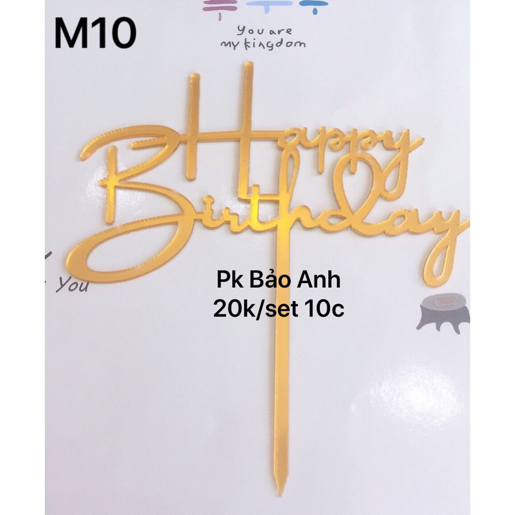 10 mika Happy Birthday chữ B hoa mẫu 10 trang trí bánh kem