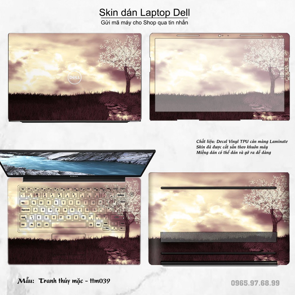 Skin dán Laptop Dell in hình Tranh thủy mặc nhiều mẫu 2 (inbox mã máy cho Shop)