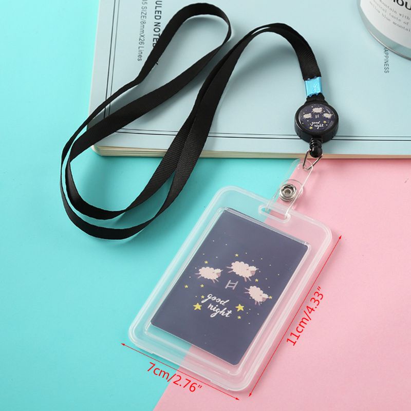 Bao Đựng Thẻ ID Bằng Nhựa Họa Tiết Hoạt Hình Có Dây Đeo Cổ