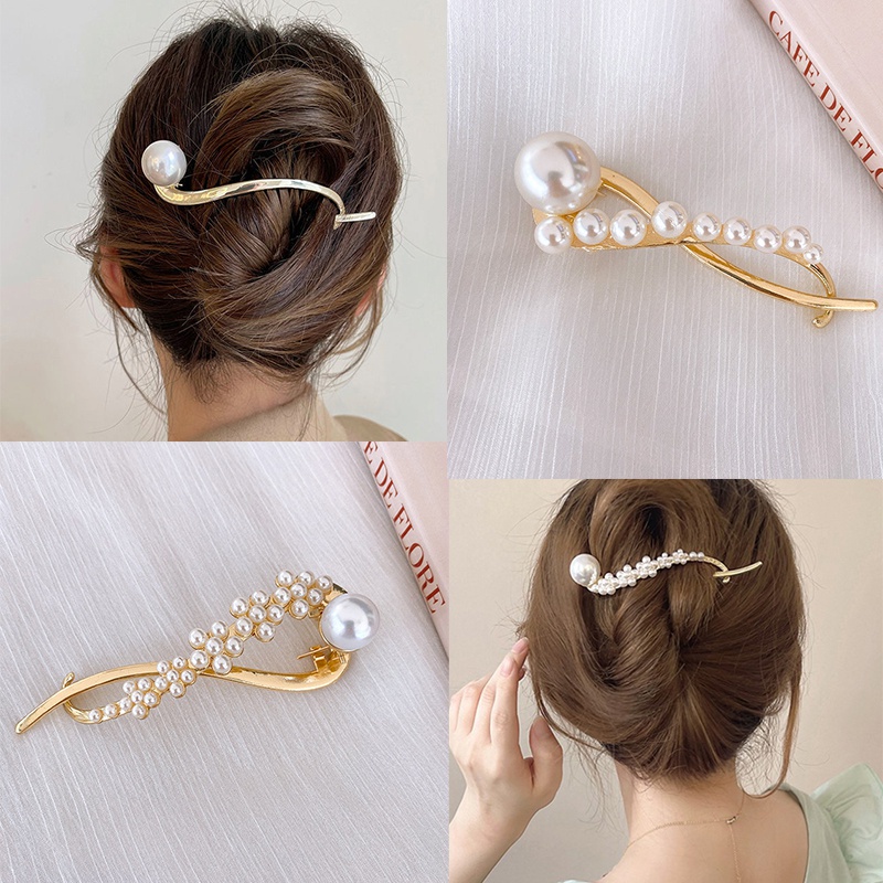 Kẹp Tóc Đính Ngọc Trai Nhân Tạo Kiểu Hàn Quốc Thanh Lịch Mới