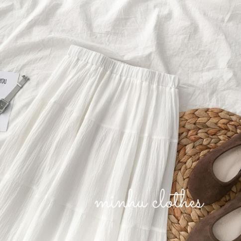 Chân váy trắng midi dáng dài vải đũi mềm nhẹ nhàng phối 4 viền Vintage ✔️