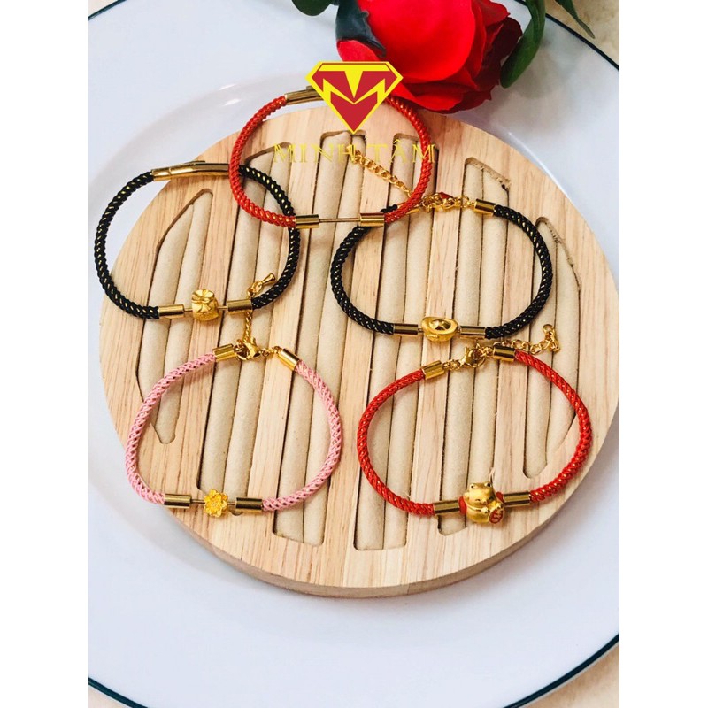 Vòng đeo charm,Vòng tay dây dù đeo charm khoá mạ vàng-Minh Tâm Jewelry