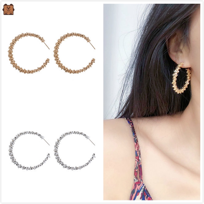 Cod In Stock New Hoa tai dạng vòng to thời trang dành cho nữ