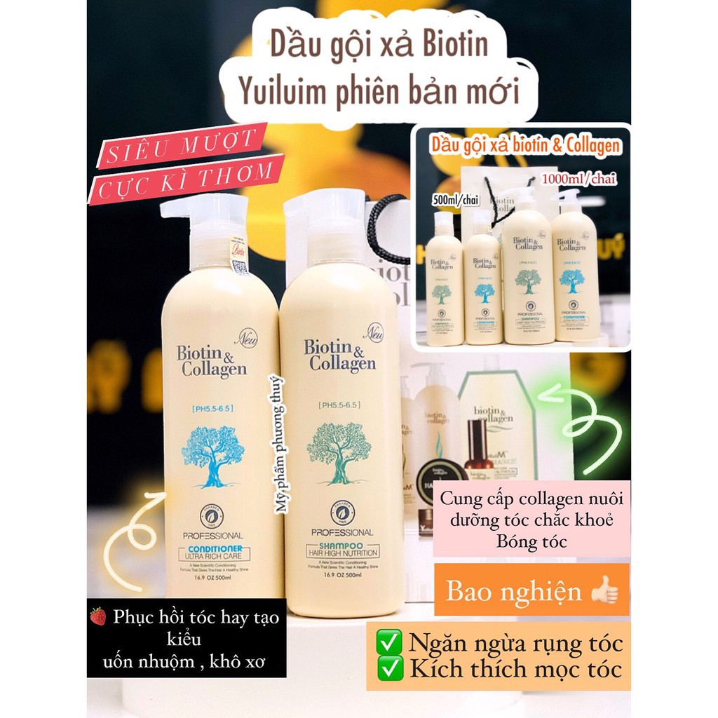Cặp Gội Xả Biotin, Dầu Gội Cặp Collagen Biotin, Combo Gội Xả Collagen, Siêu Mềm Mượt