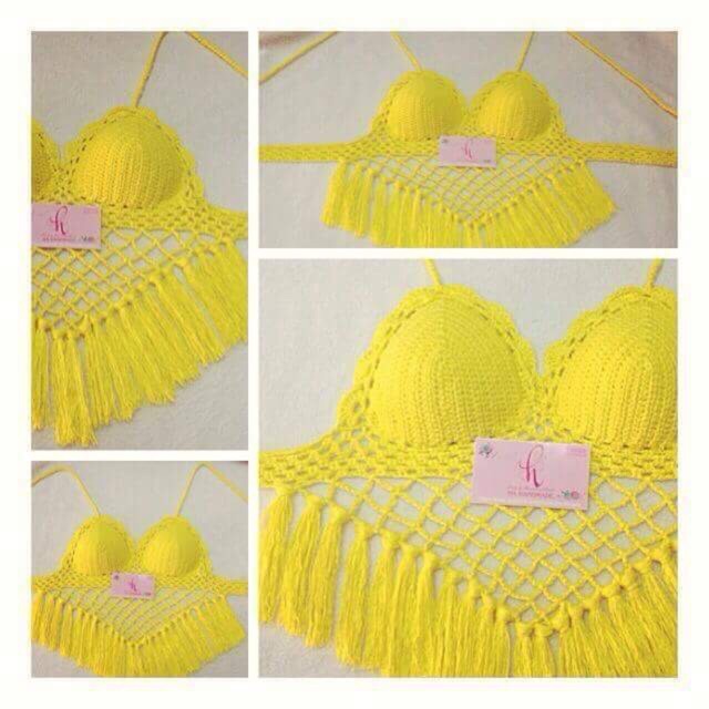 Bikini Len Móc Crochet Handmade