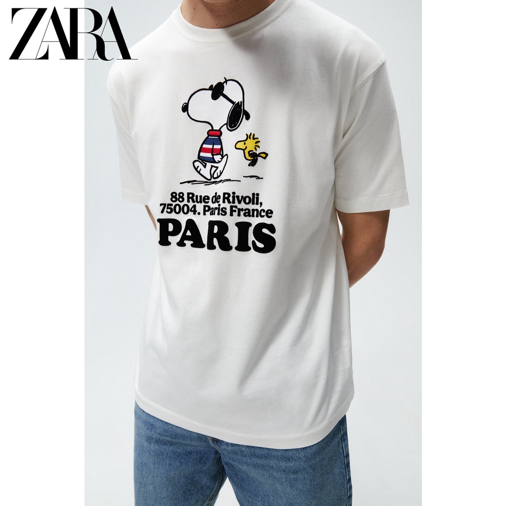 Áo Thun Cotton Ngắn Tay In Họa Tiết ZARA Cá Tính Cho Nam 6224420 251