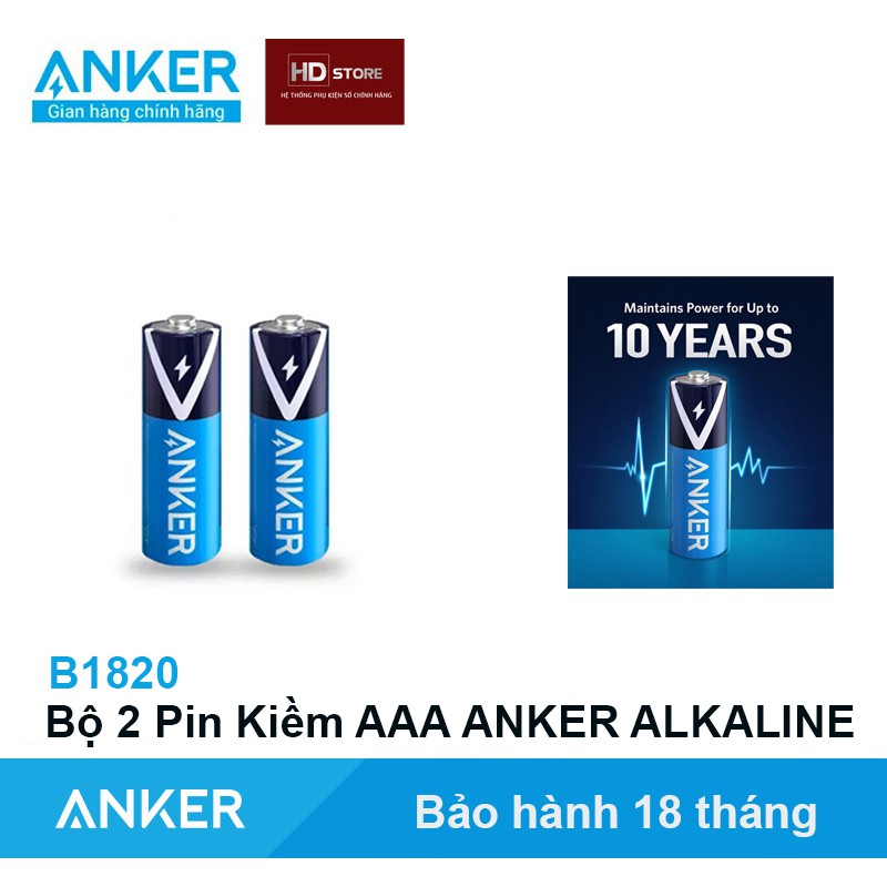 Pin tiểu  AAA Anker 1.5V Alkaline thay Pin Điều Khiển Đồ chơi Chuột Bluetooth Bàn Phím Điều Hoà Đồng Hồ -  B1820