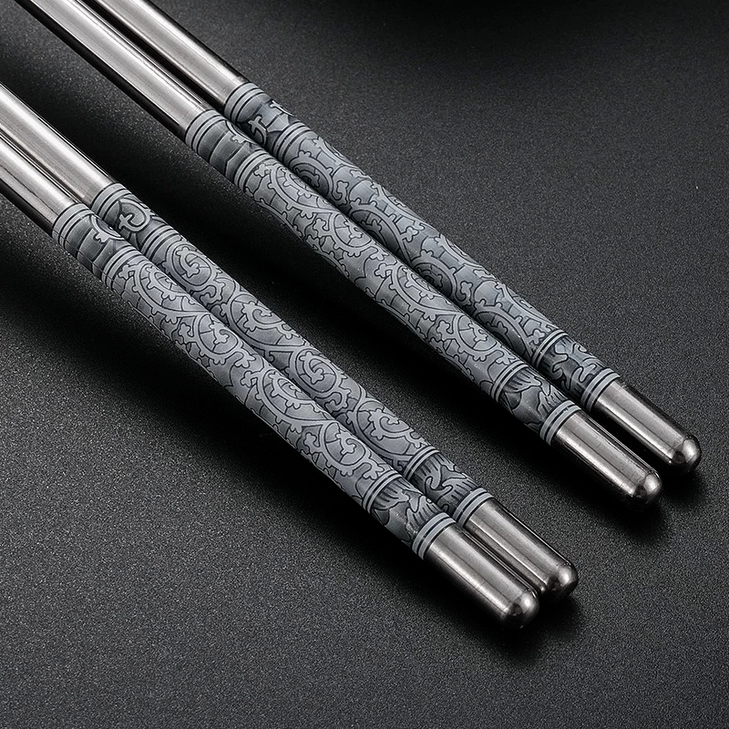 Bộ 5 Đôi Đũa Chống Trượt Bằng Thép Không Gỉ