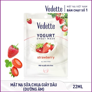 🥦 MẶT NẠ GIẤY SỮA CHUA DÂU 22ml VEDETTE - LÀM ẨM & SE DA - TPM043