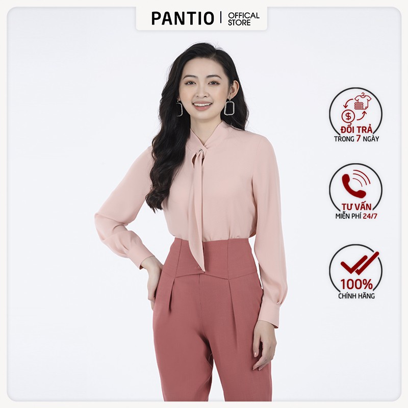 Áo sơ mi nữ chất liệu phi cát, dáng suông dài tay lỡ FAS92762 - PANTIO