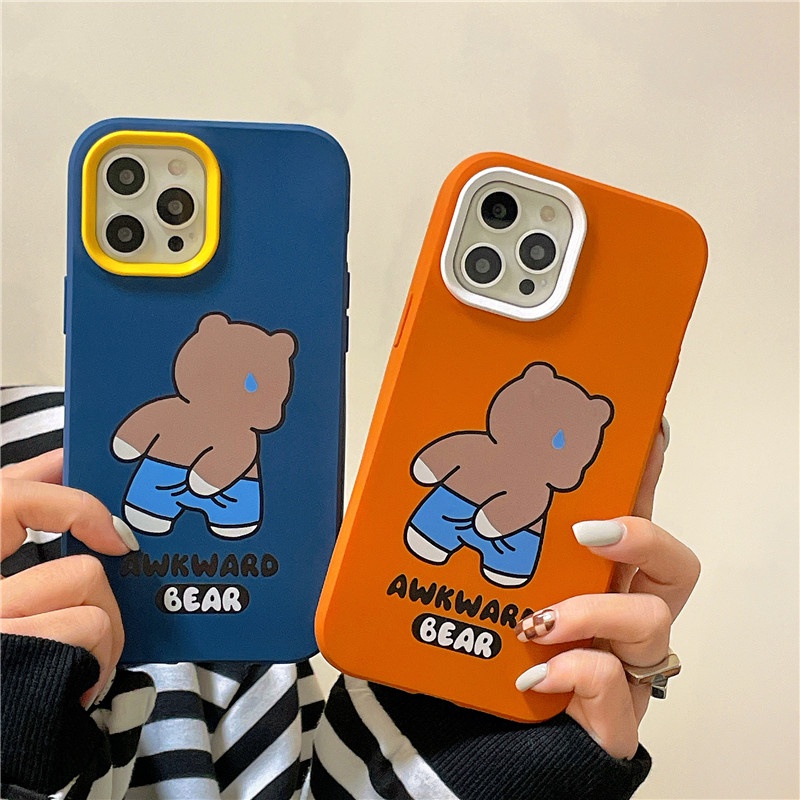 Ốp điện thoại mềm chống sốc in hình chú gấu vui nhộn thích hợp cho iPhone 13 pro max 12 11 xs max 78 plus xr