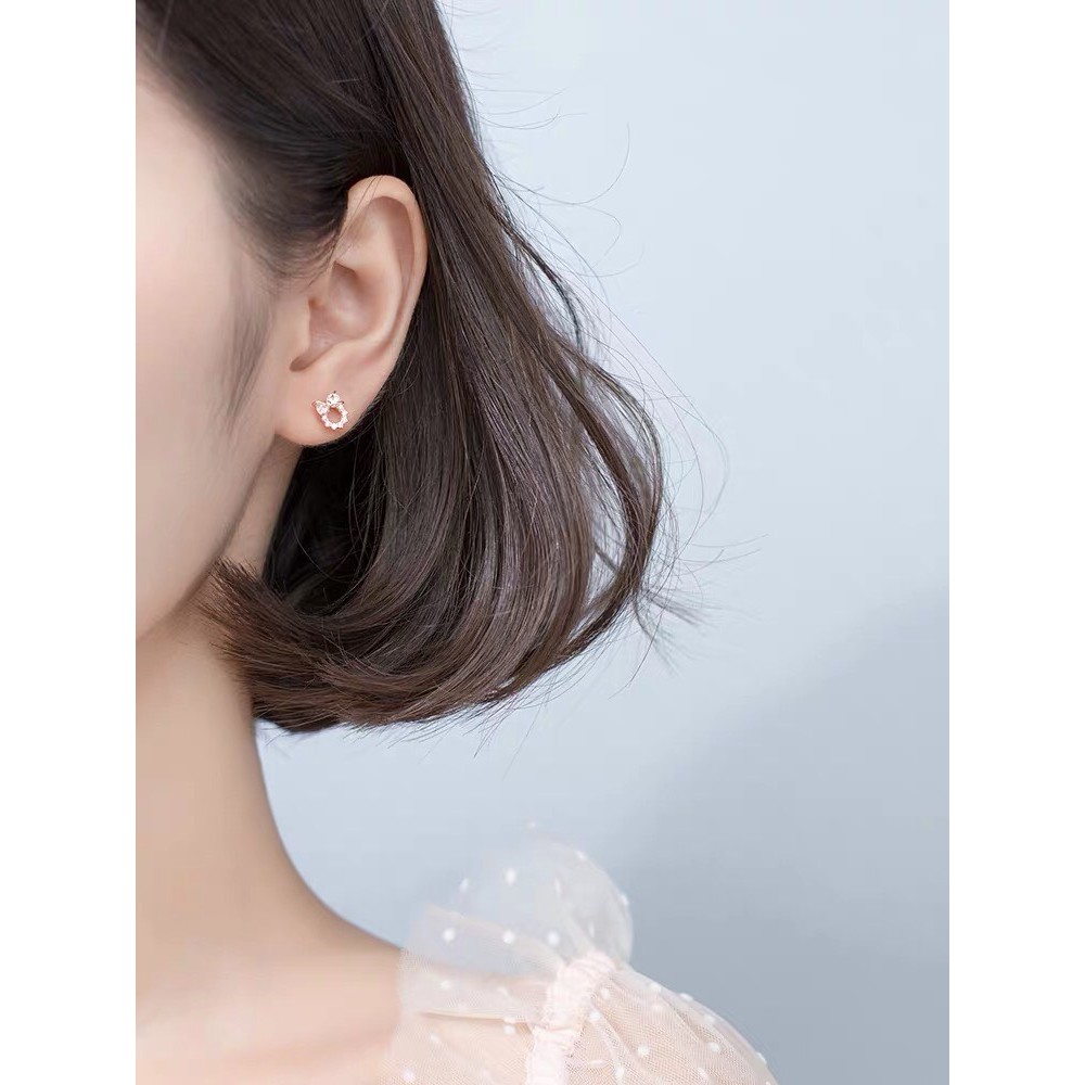 Bông tai bạc nữ Mon Lilas Mặt Nơ đính đá K122006