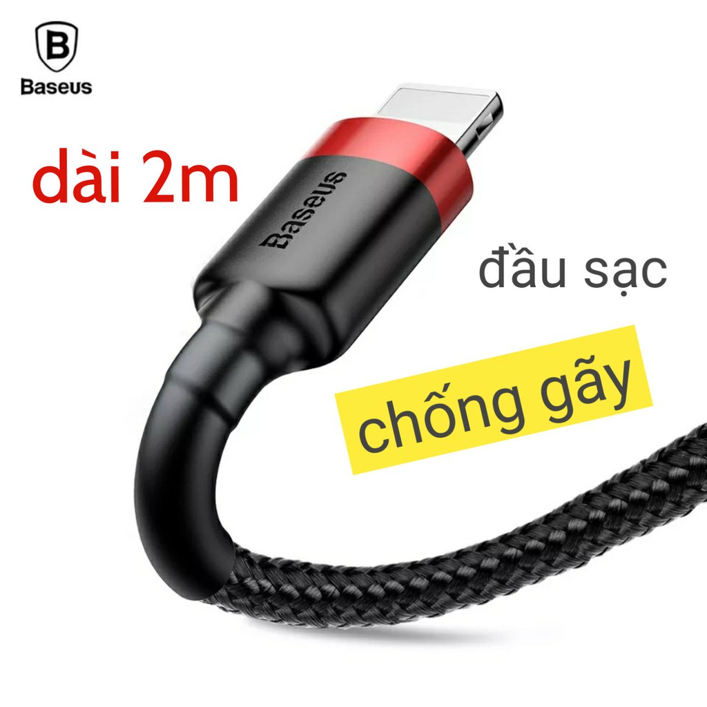 Cáp sạc nhanh Lightning dài 2 mét chống gãy mới Baseus Cafule  chính hãng