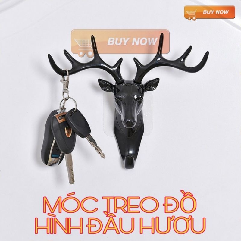 ⚡ĐỘC ĐÁO⚡Móc Treo Đồ, Quần Áo Gắn Tường Siêu Dính Chịu Lực Dính Sau Cửa Thông Minh Hình Đầu Hươu