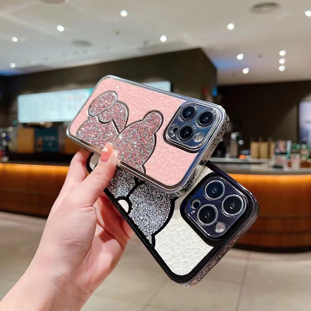 Ốp iphone 11 Ốp Điện Thoại Hình Gấu Đính Kim Cương Cho iPhone 13 Pro Max 12 11 Pro Max XR 7 8 PLUS