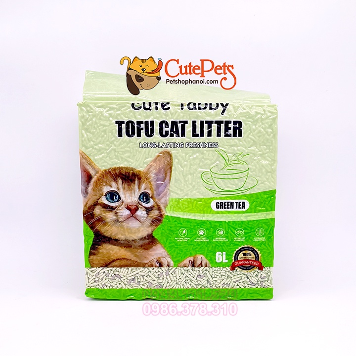 Cát đậu phụ Cute Tabby 6L Tofu Cat Litter đổ được bồn cầu cho mèo - Cutepets