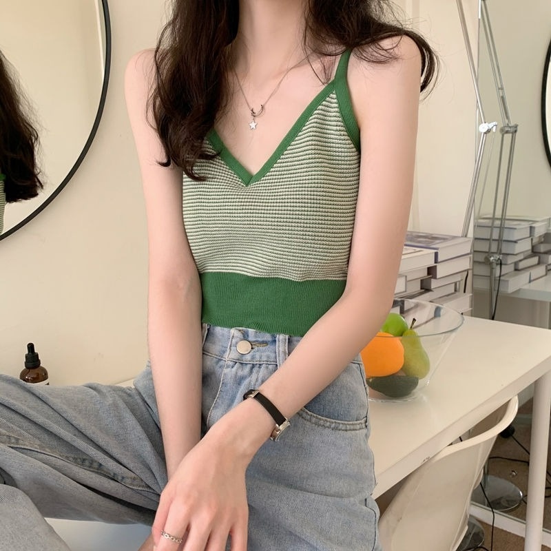 Áo Dệt Kim Không Tay Hở Lưng Thời Trang Mùa Hè Dành Cho Nữ