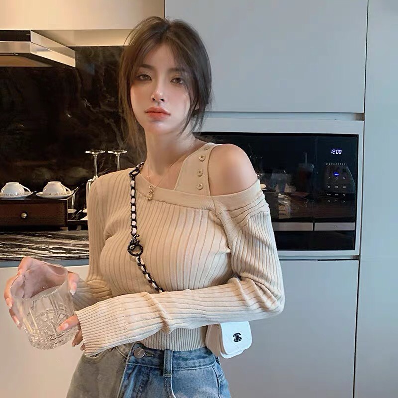 Áo Len Body Trễ Vai Gợi Cảm Freesize