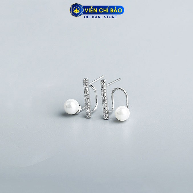 Khuyên tai bạc nữ Hạt châu đính đá chất liệu bạc 925 thời trang phụ kiện trang sức nữ Viễn Chí Bảo B400600