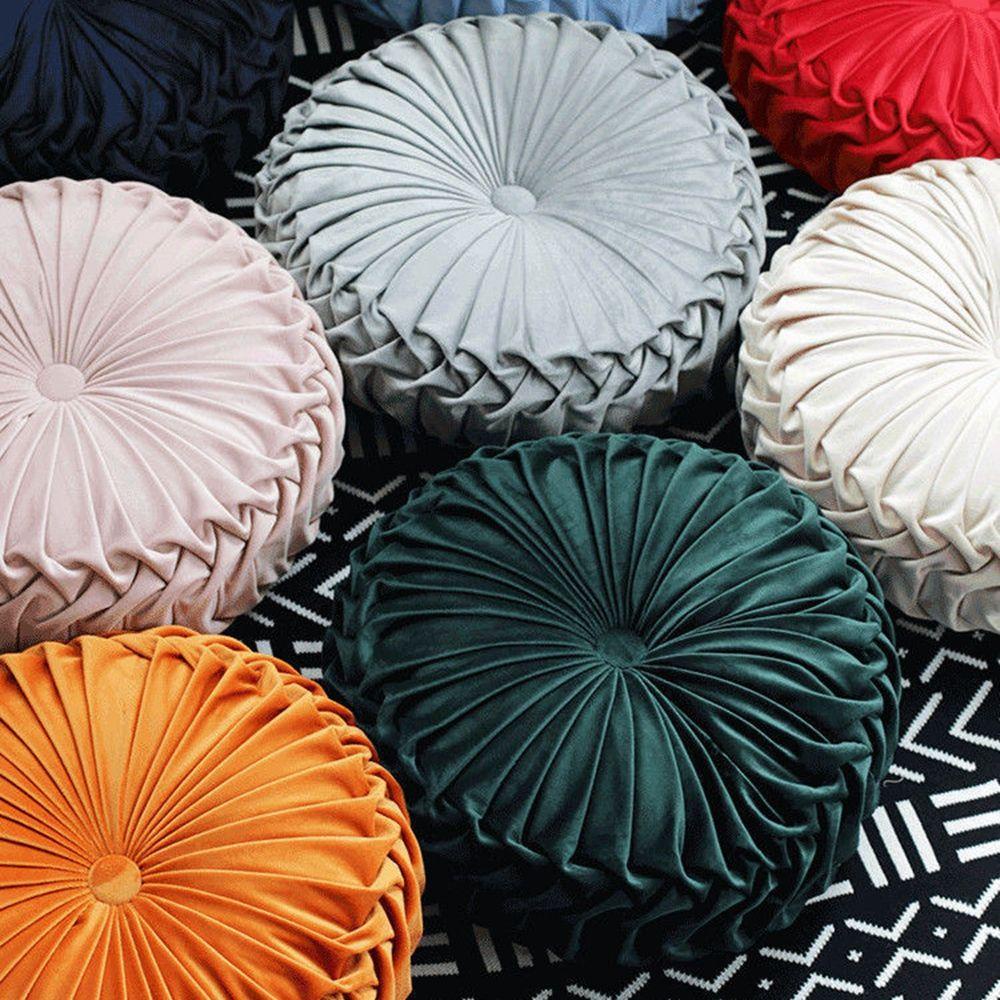 Gối Nệm Tatami Trang Trí Ghế Sofa / Giường Ngủ Hình Bí Ngô Màu Ngà