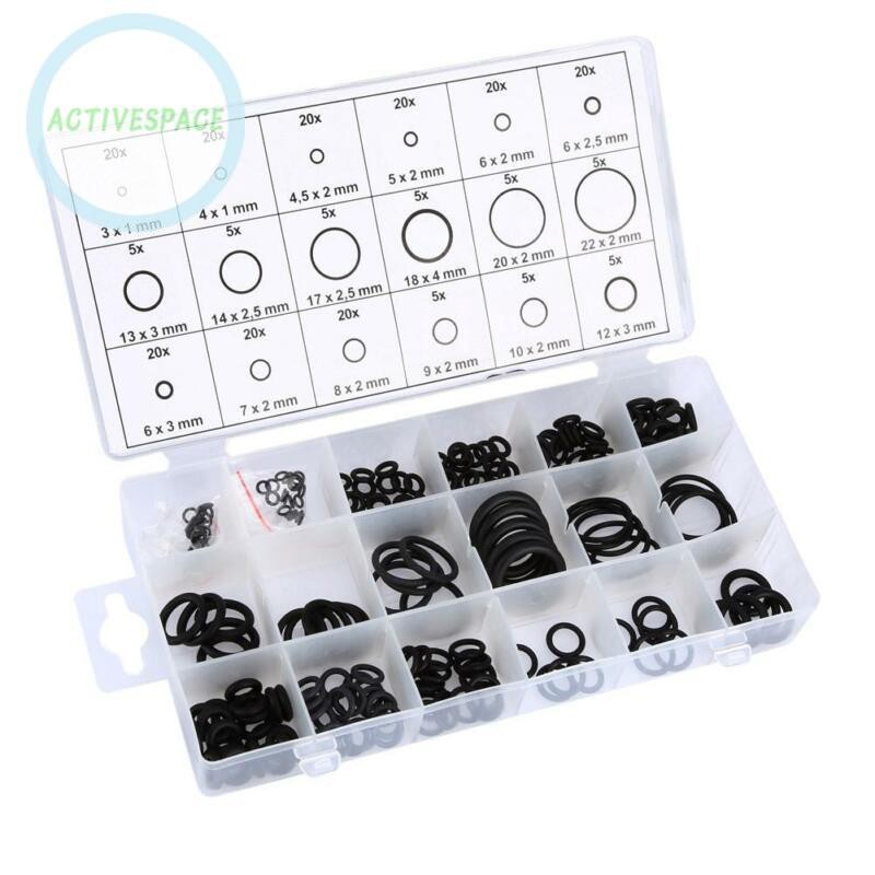 Set 225 vòng đệm cao su màu đen dạng tròn siêu bền dành cho ống thủy lực