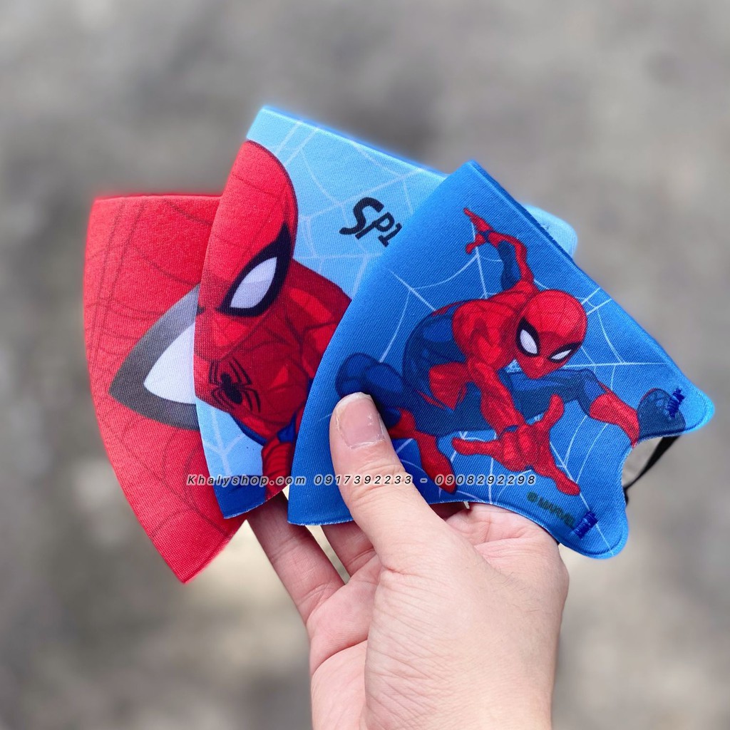 Set 3 khẩu trang su Disney trẻ em hình người nhện Spiderman 3 màu cho bé trai 3 - 8 tuổi - 57NMV015