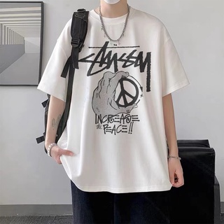 Áo thun unisex tay lỡ, áo thun form rộng oversize 100% cotton co dãn 2 chiều Stussy Peace Hand Streetwear