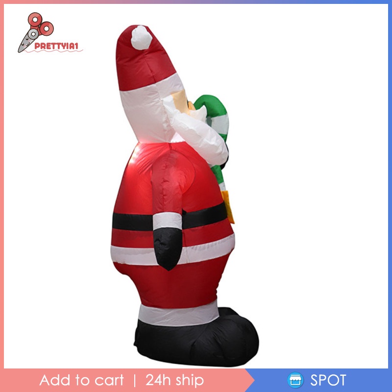 Ông Già Noel Bơm Hơi Bằng Polyester Kèm Đèn 120cm Prettyia1