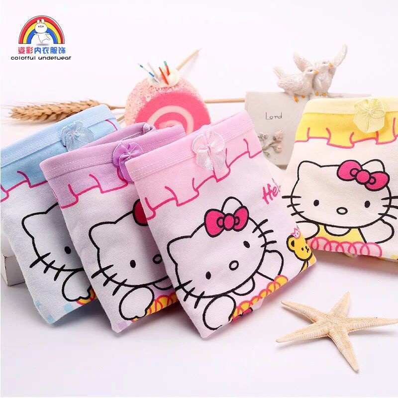 Set 4 quần lót đùi bé gái Hello Kitty Chất cotton mềm mịn size từ 10-28kg