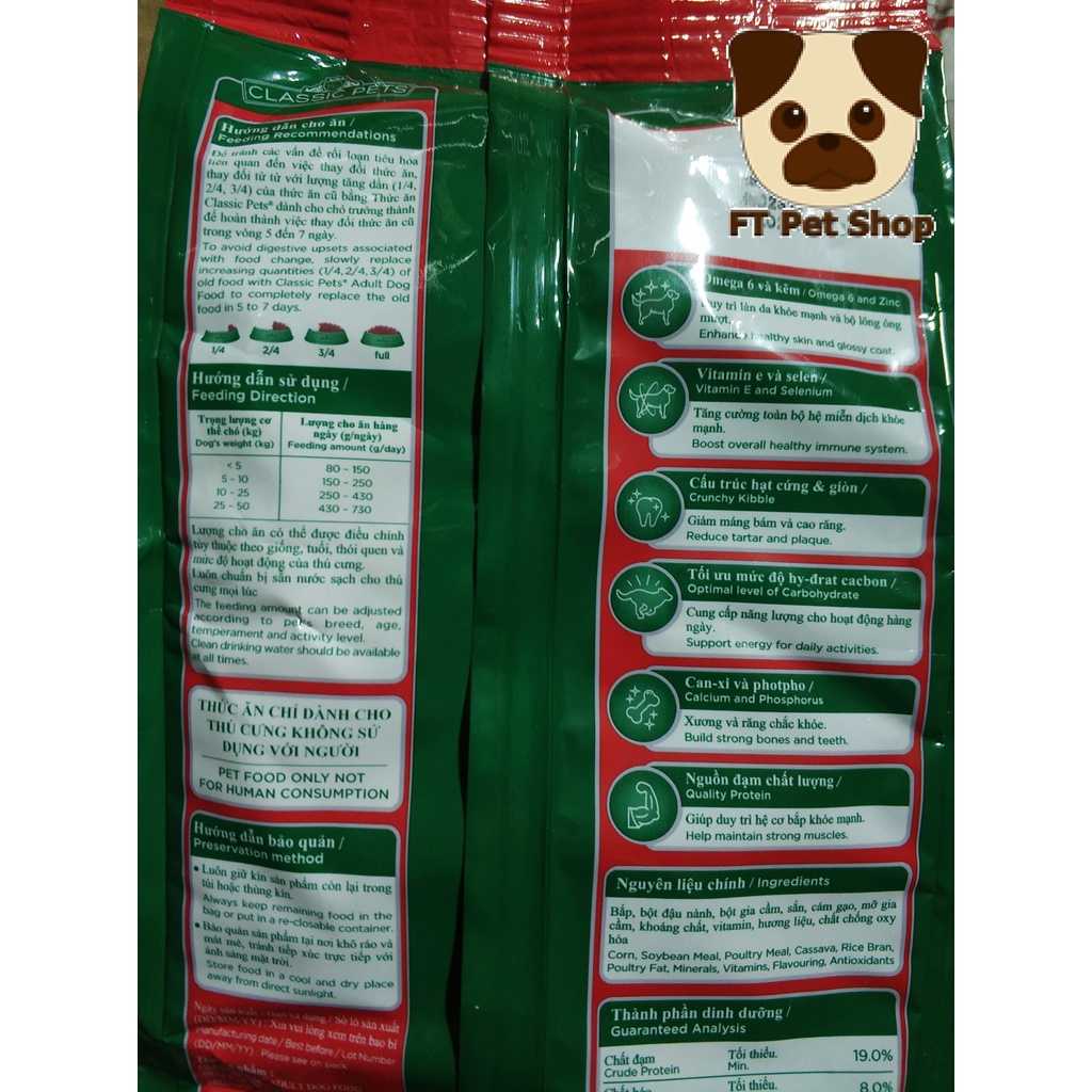 Thức ăn cho chó trưởng thành Classic Pets Adult Dog với thịt bò gói 400gam