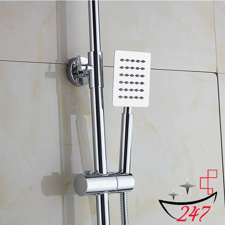 Bộ sen cây vuông tắm đứng nóng lạnh inox 304 kèm đủ bộ dây tay sen đầy đủ .