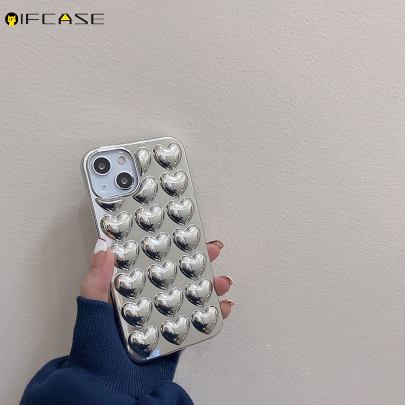 Ốp Điện Thoại Họa Tiết Trái Tim 3D Lấp Lánh Cho iPhone 13 12 Mini Pro XS Max XR X 7 8 6s Plus SE 2020
