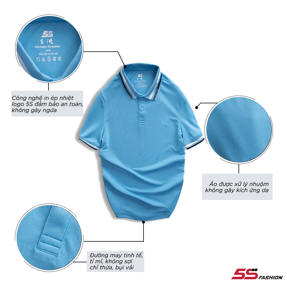Áo Polo Nam 5S  Tay Ngắn, Chất Liệu Cupro Cao Cấp, Mềm Mịn, Thấm Hút, Giữ Phom Tôn Dáng