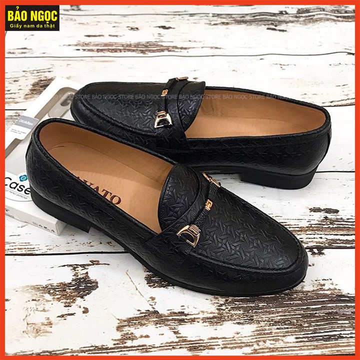 Giày Lười Nam Da Bò 100% - Bảo Hành Da 12 Tháng - Đế Cao Su Đúc Nguyên Khối Cao 3cm - Mã K26