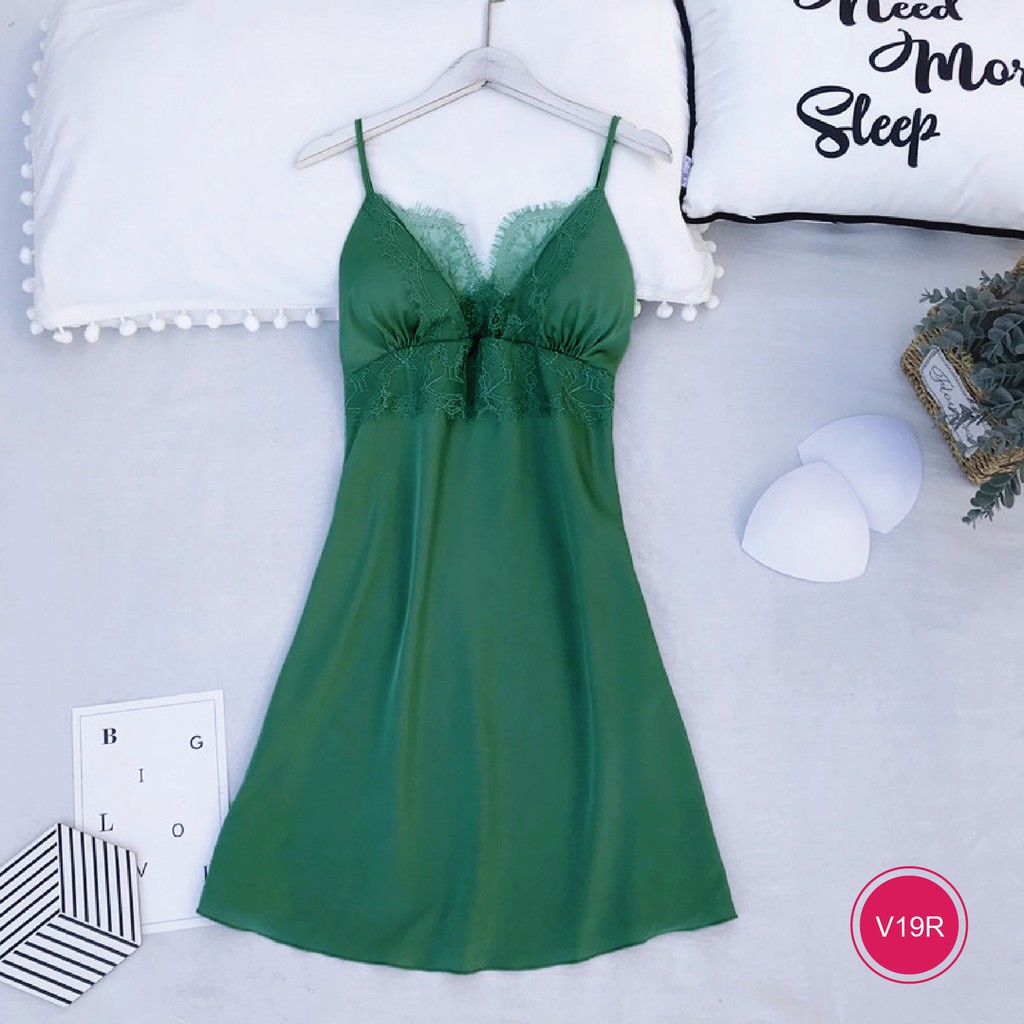 [SALE] Váy ngủ phối ren vải phi lụa cao cấp loại 1 hàng y hình