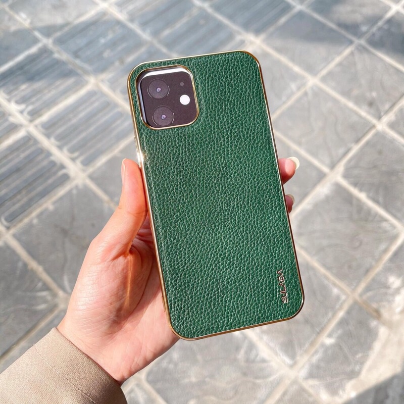 🌟CHÍNH HÃNG🌟 Ốp da SULADA sần cao cấp mạ viền vàng gold sang trọng iphone X XS / MAX /11 12 MINI PRO MAX