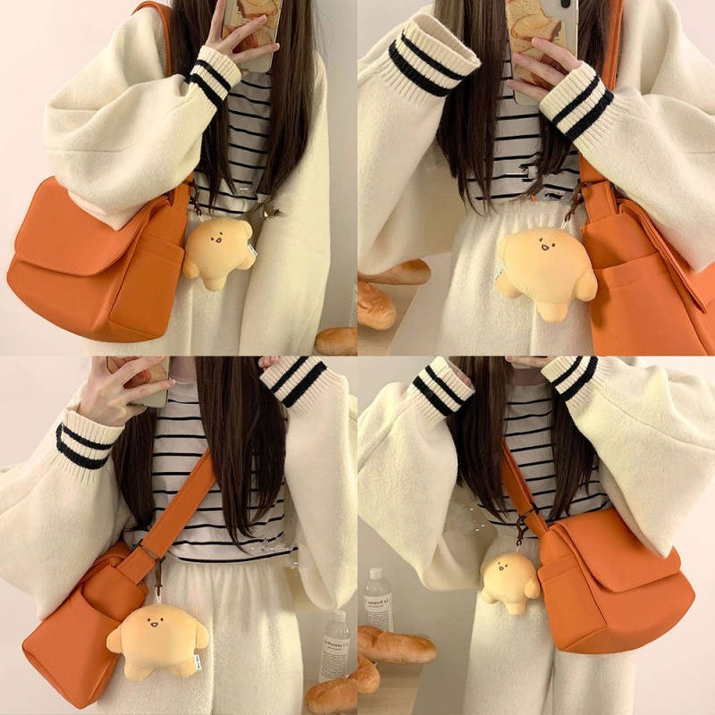 INS Korean Style Simple Pure Color All-Matching Japanese Crossbody Bag Fitness Shoulder Canvas Bag Schoolbag for Men and Women zFF6