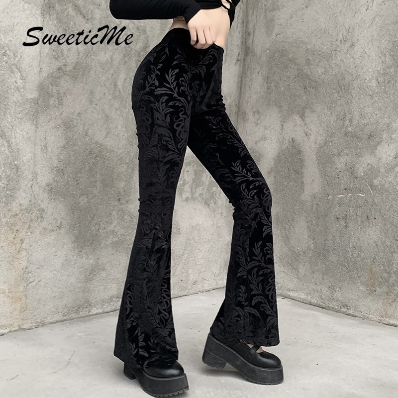 Quần Ống Loe Dập Nổi Ống Rộng SweeticMe Thời Trang Nữ 2022