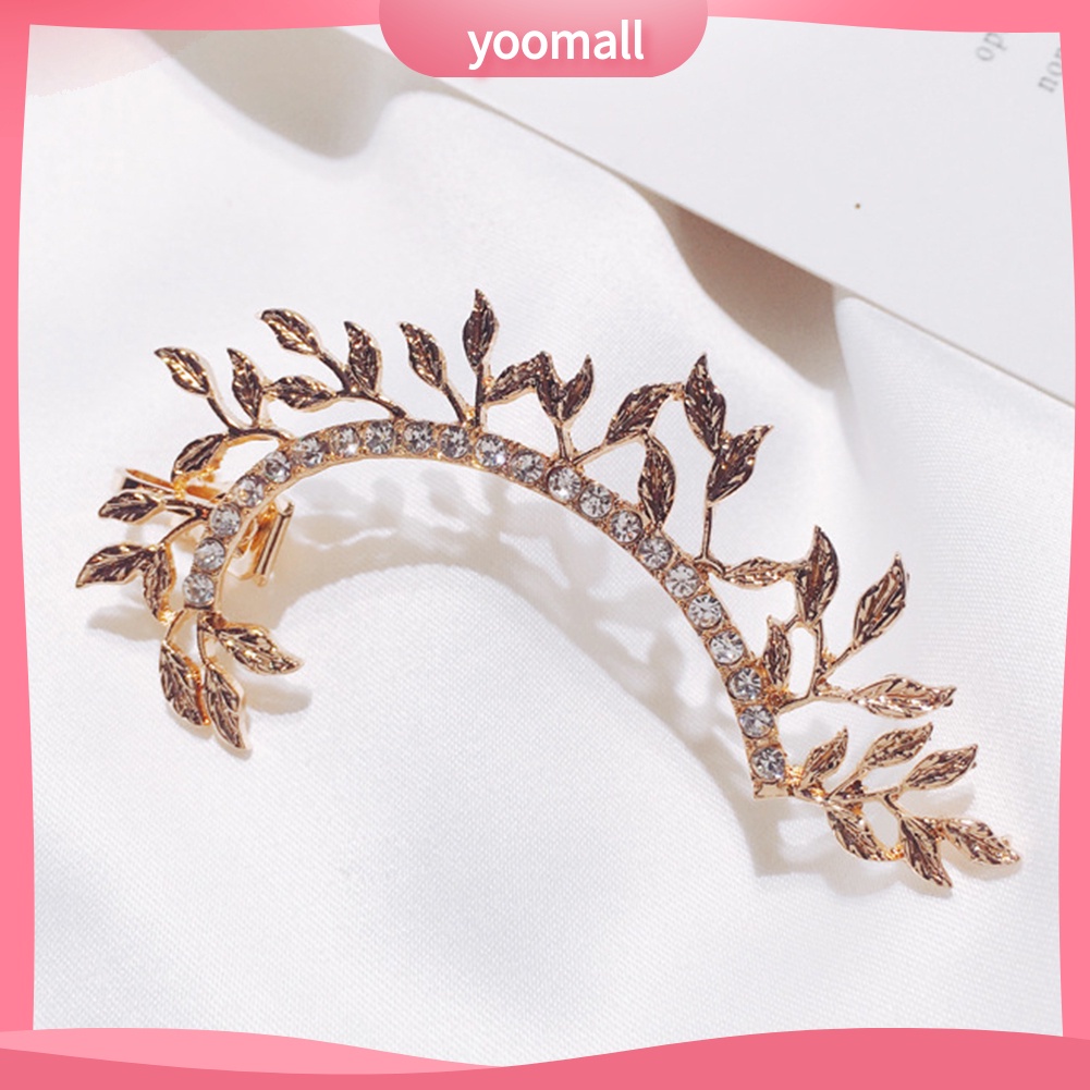 1 Khuyên Kẹp Vành Tai Hình Chiếc Lá Đính Đá Thời Trang Cho Nữ