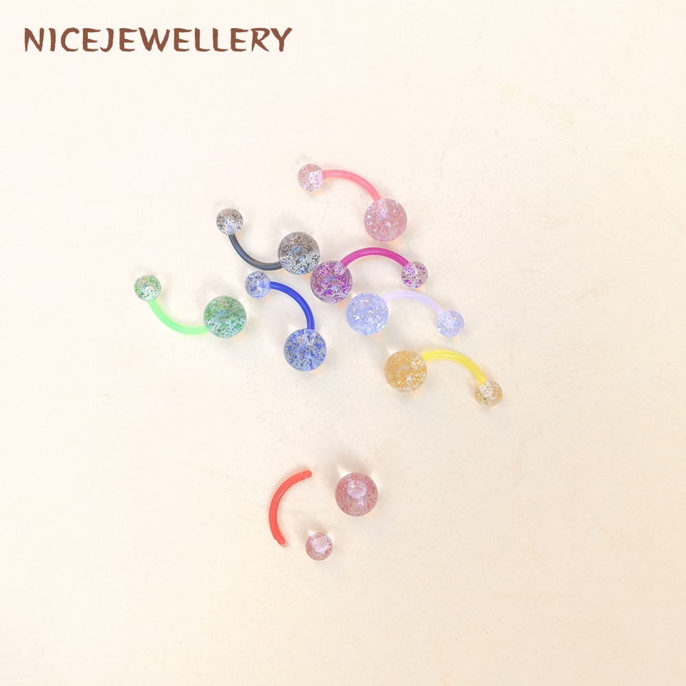 Khuyên Xỏ Rốn Bằng Acrylic Hình Tròn 8 Màu Sắc 1.6mm