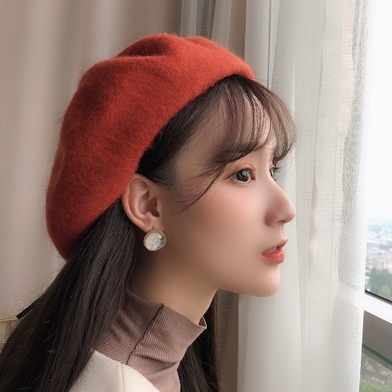 Mũ nồi Beret nỉ lông dày CAO CẤP - Nón bánh tiêu style HÀN siêu xinh