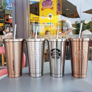 Bình Nước Inox STARBUCKS Giữ Nhiệt Kèm Ống Hút Tiện Lợi 473ml 