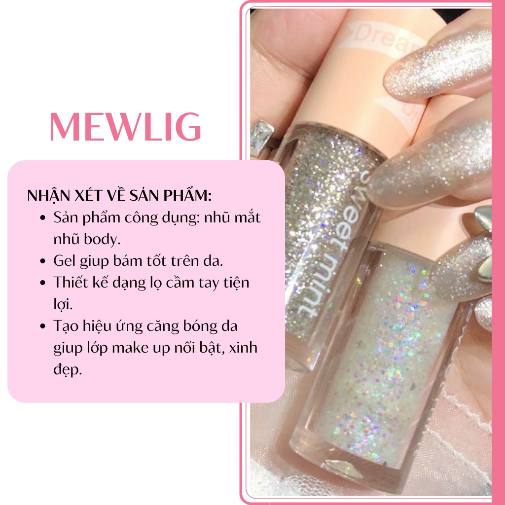 Nhũ mắt Sweet mint dạng gel lấp lánh nổi bật bắt sáng lớp make up cuốn hút chống nước không trôi