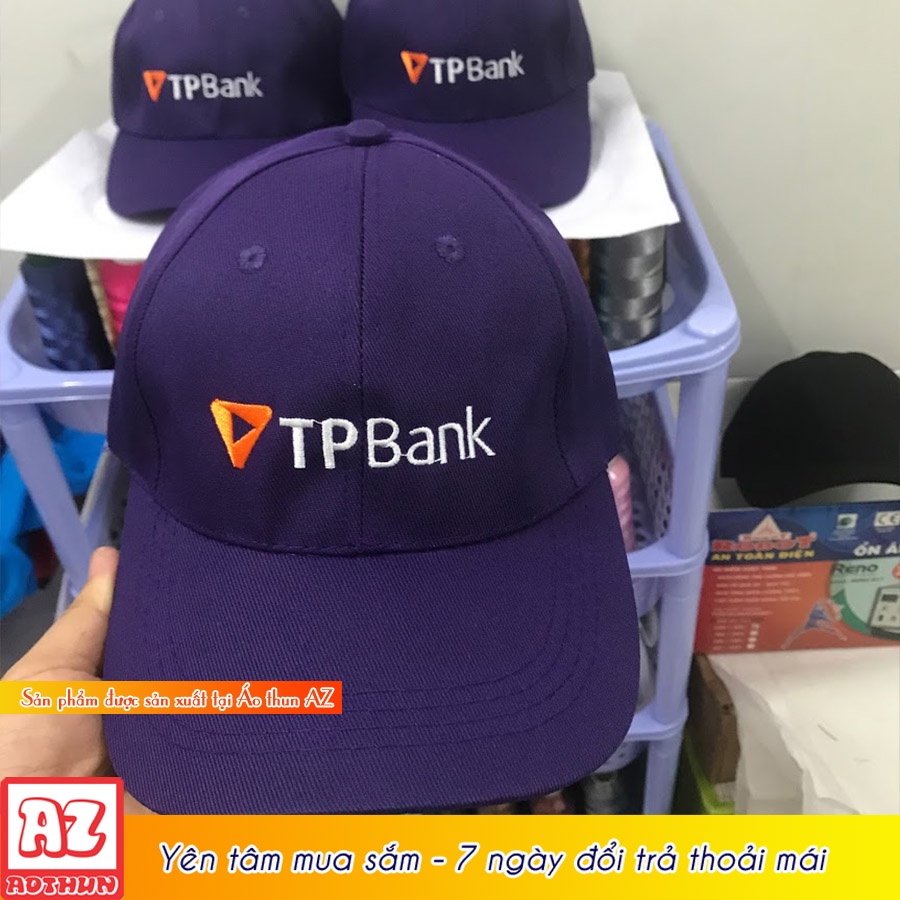 Nón kết màu tím thêu logo đồng phục ngân hàng tpbank MT597