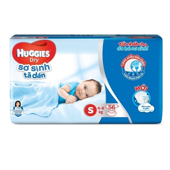 Tã Dán Huggies Dry Sơ Sinh Size S-Gói 56 Miếng