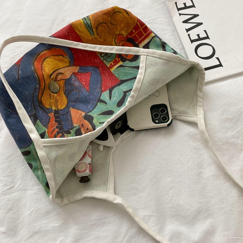 Túi xách ENVIROSAX bằng canvas sức chứa lớn họa tiết tranh sơn dầu thời trang dành cho nữ