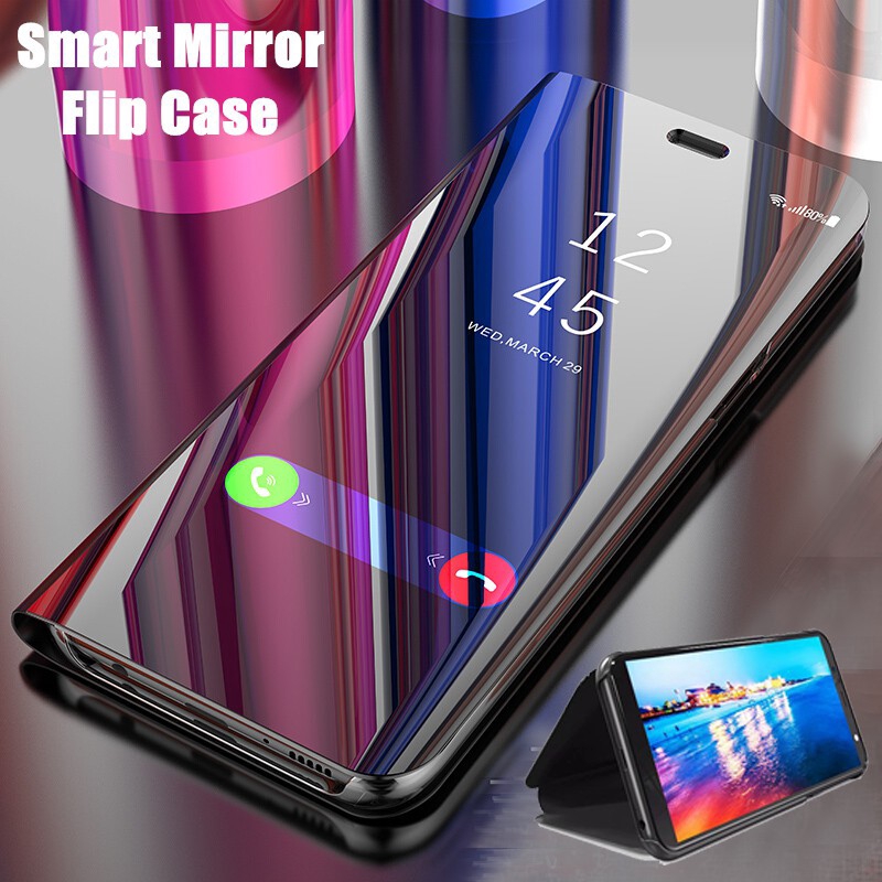 Ốp điện thoại nắp gương gập thông minh cho Xiaomi Mi 9 9T Se CC9 Note 10 Lite F2 F2 6 5 K30 K20 Pro